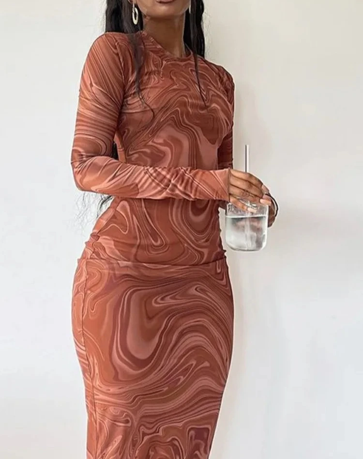 여성용 긴팔 바디콘 드레스 이브닝 파티 의류 미디 길이 섹시 원피스 스트리트웨어