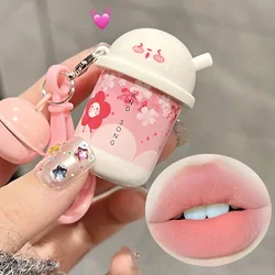 LLavero de lápiz labial líquido desnudo de campana linda, brillo de labios mate de terciopelo impermeable, taza antiadherente duradera, tinte de labios, pigmento de maquillaje cosmético