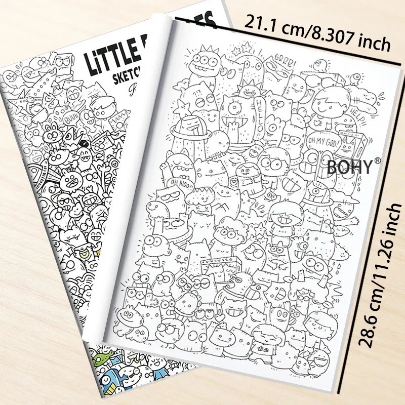 1 Large-sized Dense Graffiti Monster Adult Decompression Coloring and Drawing Album, 30 Pages of High-definition Exquisite Pages