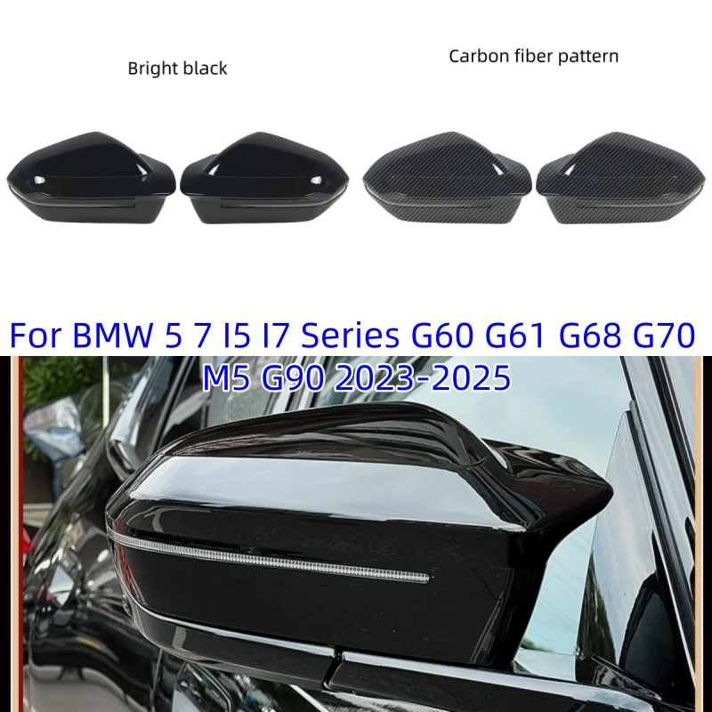 

For BMW 5 7 I5 I7 Series G60 G61 G68 G70 M5 G90 2023-2025 up M Look Replacement Bright Black Side Mirror Cover Caps
