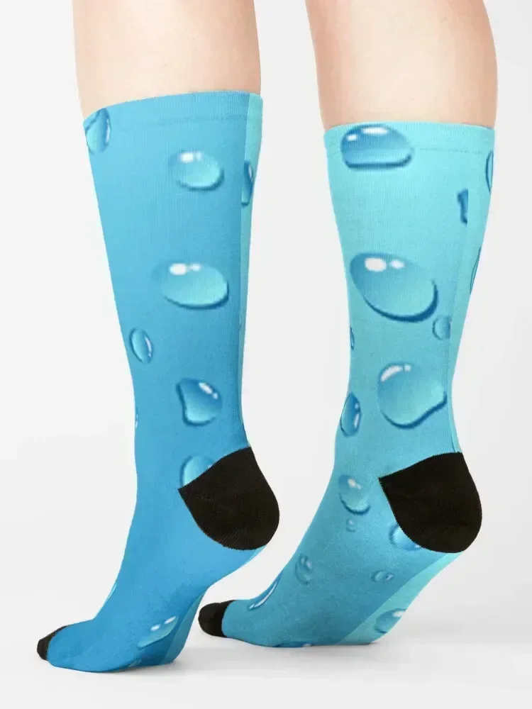 Blue Water Droplets Socks cool summer snow anti slip football Designer Man Socks Women's