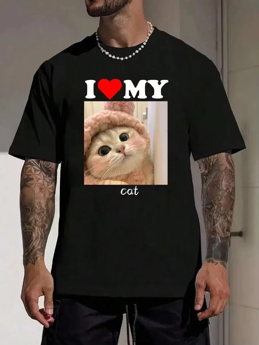 Customized Personalized Boyfriend Style Men's Loose Short Sleeve T-Shirt, Personalize with Your Own Photo Customizable Tee To De