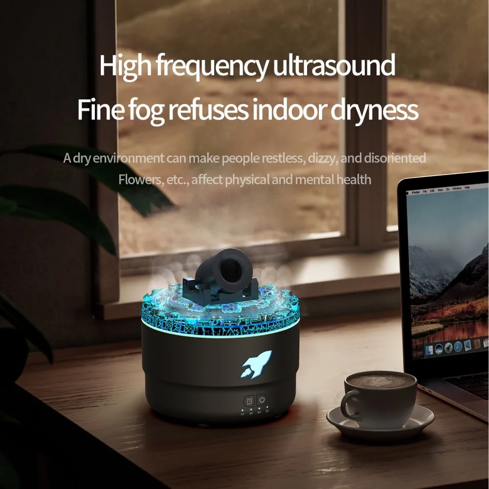 Ultrasound Air Humidifier Cannon Titanic Ship Retro Train Jellyfish Spray Essential Oil Aromatherpy Diffuser 7Colour Night Light