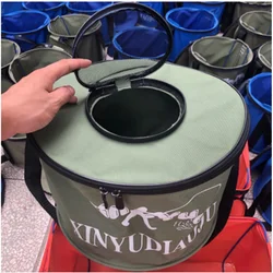 Fishing bucket folding water tank carrying covered fish barrel fishing supplies fish box canvas fish bucket