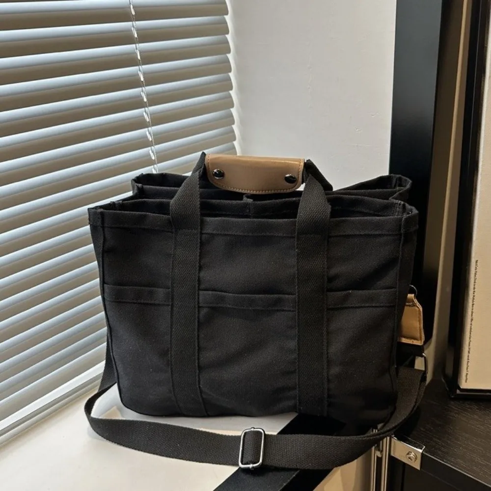 

Simple Solid Color Mummy Bag Multifunctional Korean Style Canvas Mother's Bag Multi-pocket Tote Bag Women Shoulder Bag Diapers