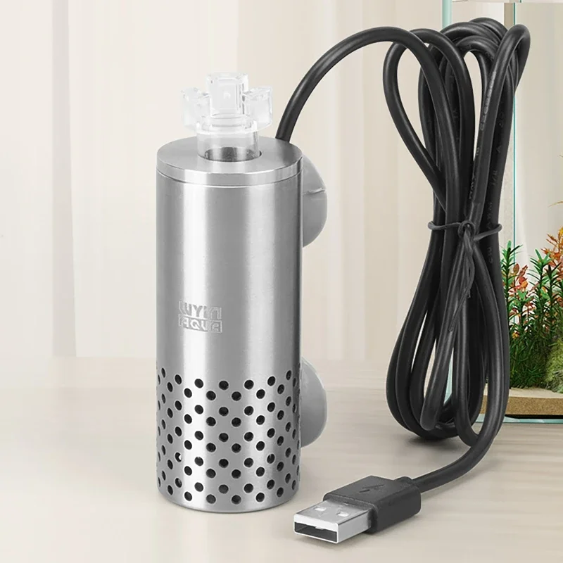 Planted Aquarium Electric Oil Removal Film Fish Tank Stainless Steel USB Filter Self-priming Floating Head Oil Film Processor view 2