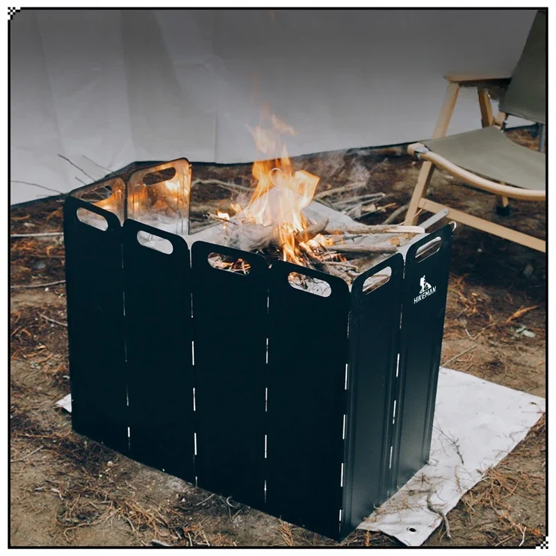 

Outdoor Stove Windscreen Camping Large Cassette Stove Windscreens 8 Pieces Folding Galvanized Windshield Windproof Enclosure