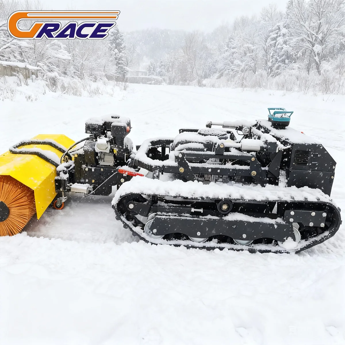 Advanced Remote Control Lawn Tractor with Snow Removal Attachment, LED Headlights for Enhanced Visibility in Low Light