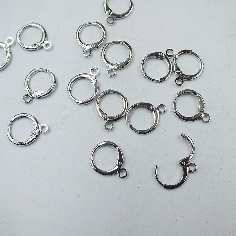 200PCS Round French ear hook thickened 14 * 12mm spring ear clip ear buckle DIY jewelry earring accessories