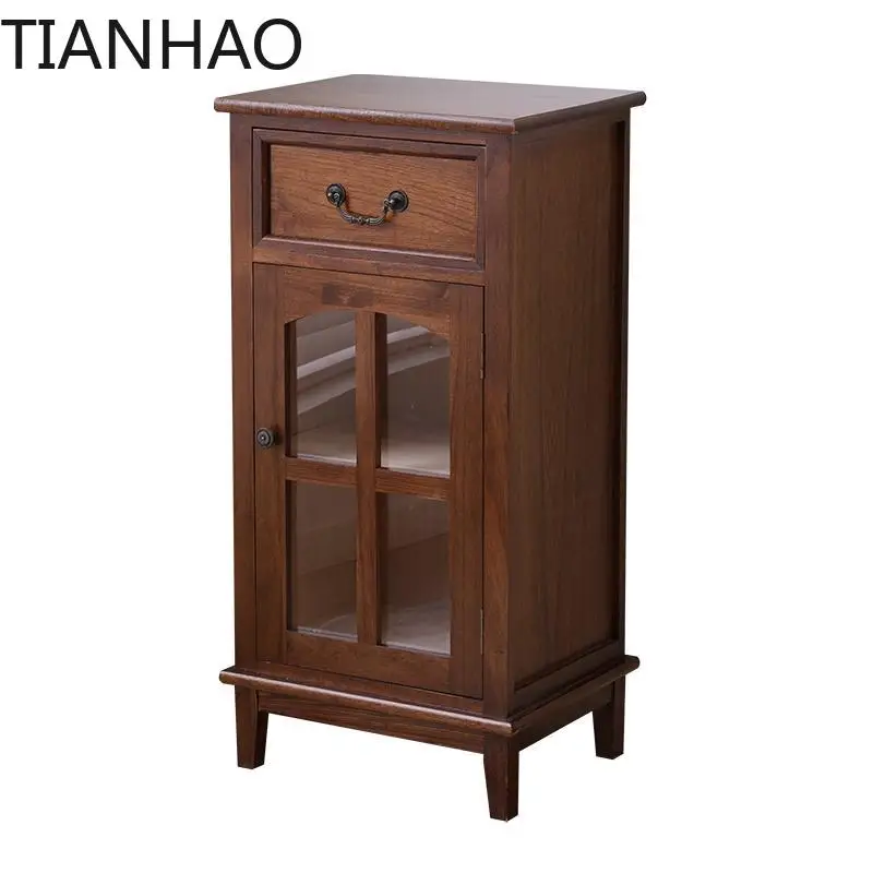 Vintage 5-Drawer Solid Wood Chest: Waterproof Entryway Storage Cabinet Multi-Functional Wine Bar Console for Bedroom/Living Room