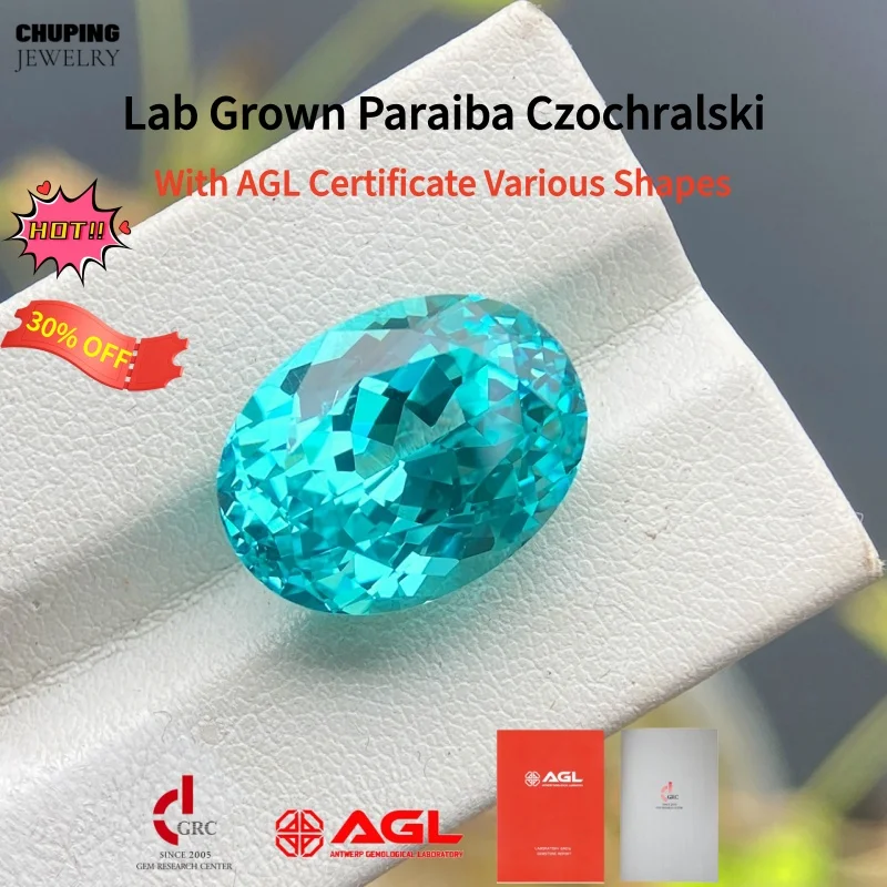 

High Quality Lab Grown Paraiba Czochralski Oval/Pear/Round/Cushion/Trillion/Emerald Cut With AGL Certificate For Jewelry Making