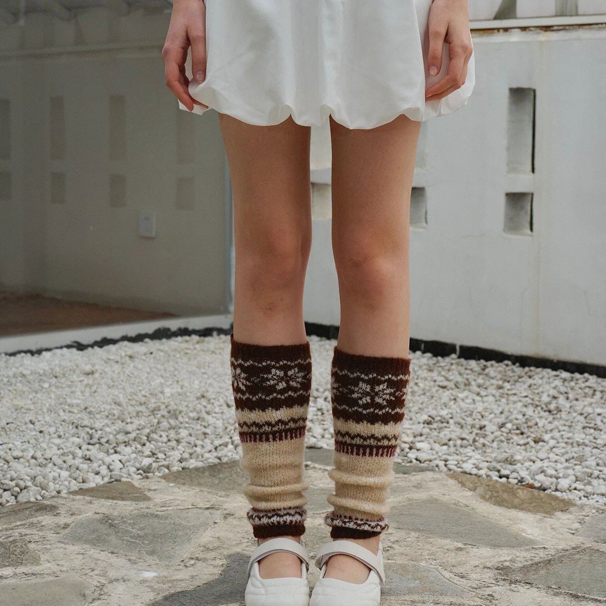 Женские гетры из смесовой шерсти Fair Isle, зимние толстые гетры в стиле ретро с напуском в стиле трубки