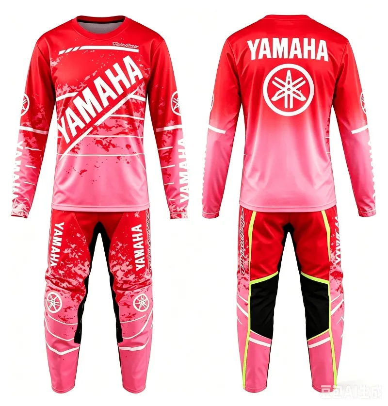 Summer Yamaha Fashion Trend Graffiti Series Long Sleeved Pants Set for Men Women Sun Protection Motorcycle Riding Sportswear