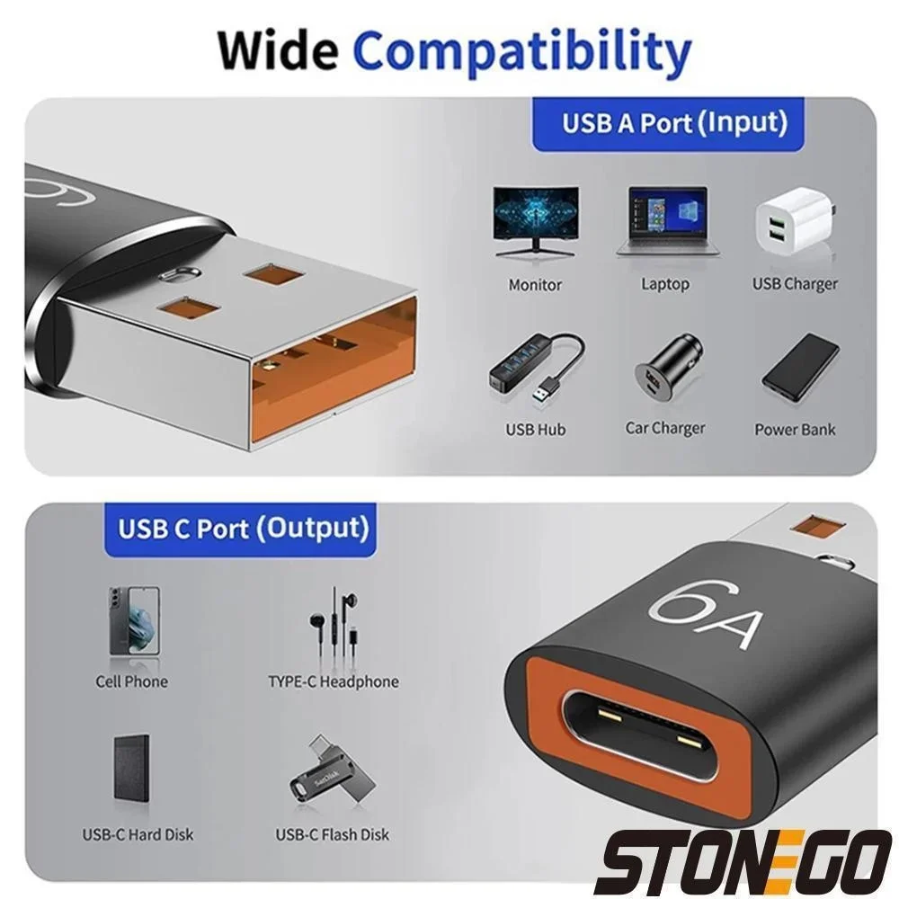 6A USB 3 0 إلى نوع C OTG محول سبائك الألومنيوم محول ل PD شحن أجهزة الكمبيوتر المحمولة الهواتف الذكية