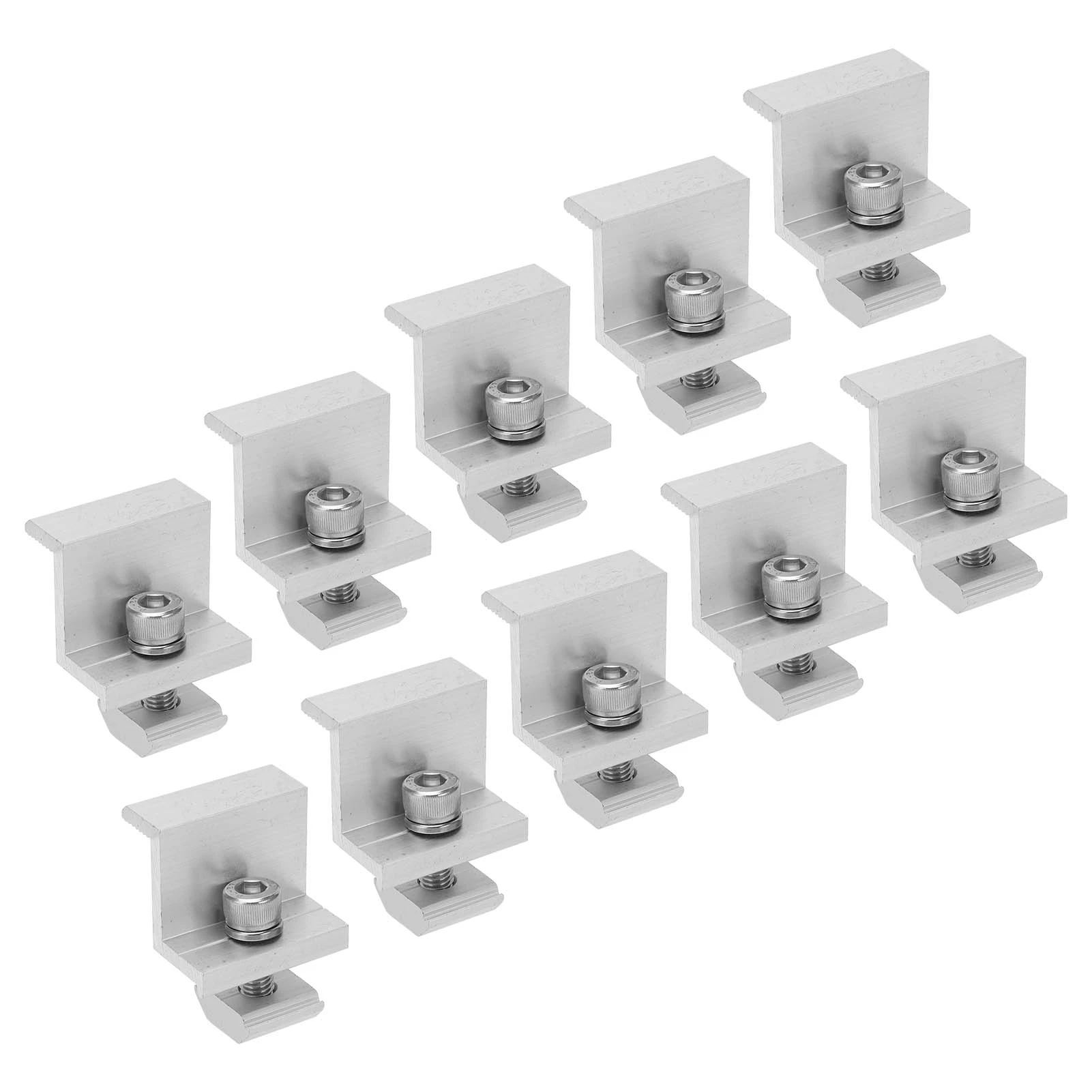 10PCS Solar Mount Z Bracket Aluminum Alloy Pressing Block PV Panel Rail End Grounding Clamps 30mm / 1.2in
