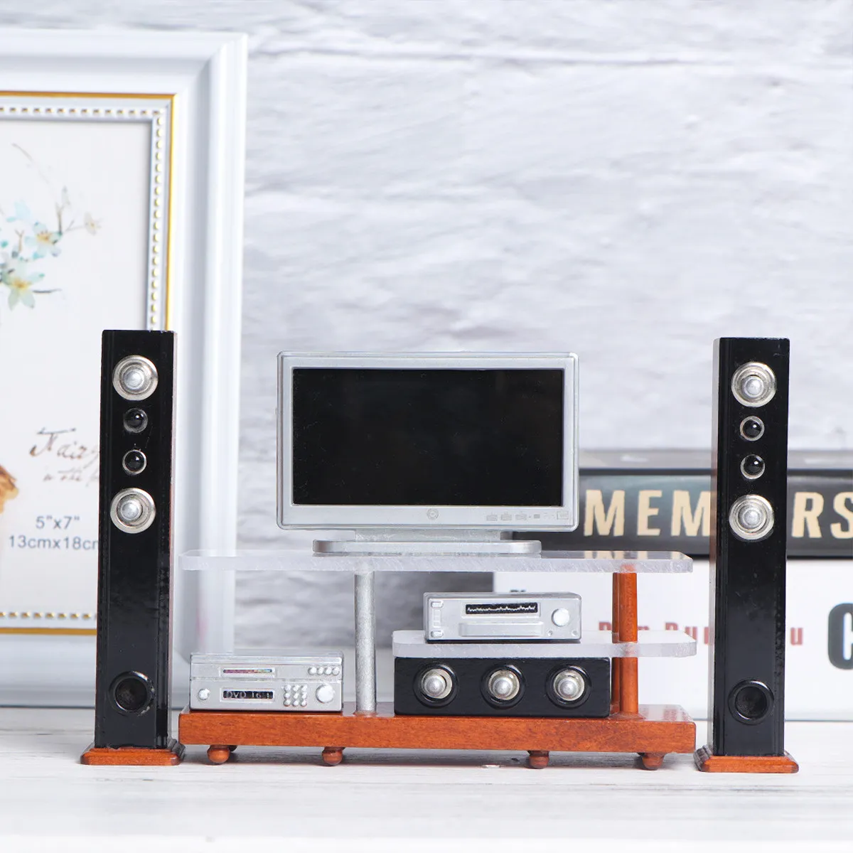 1-セットミニチュアミニハウス家具音響モダンテレビキャビネットクリエイティブホームデコレーションアクセサリーホテルのリビングルーム用
