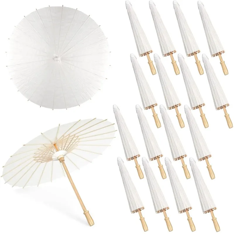 

Customizable 60/84cm Wedding Paper Umbrellas Chinese Wooden handle White DIY Rustic Photography Props for Baby Shower Party Wed