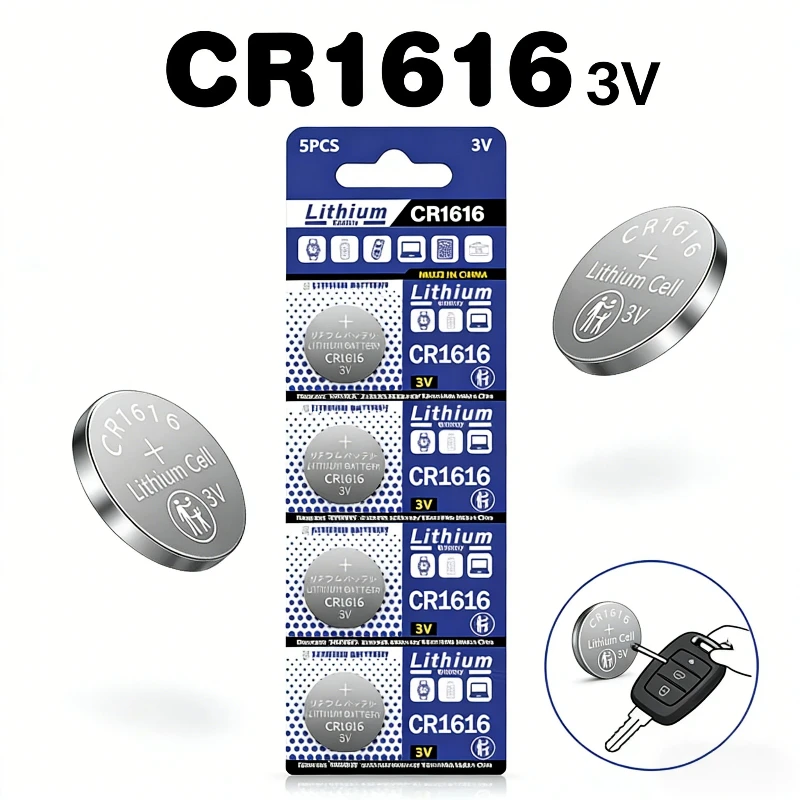 

Watch Car Key Remote Battery CR1616 3V Lithium Button Cell 5/10Pcs DL1616 BR1616 ECR1616 Replacement