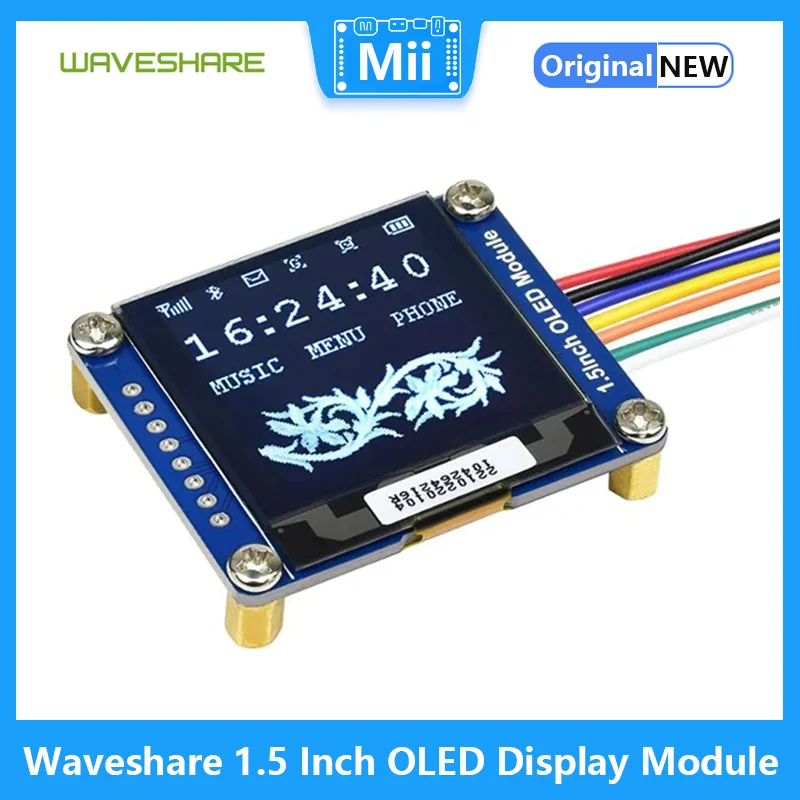 Waveshare 1.5 Inch OLED Display Module 128x128 pixels 16-bit Grey level SPI / I2C Compatible with Arduino/ Raspberry Pi / STM32