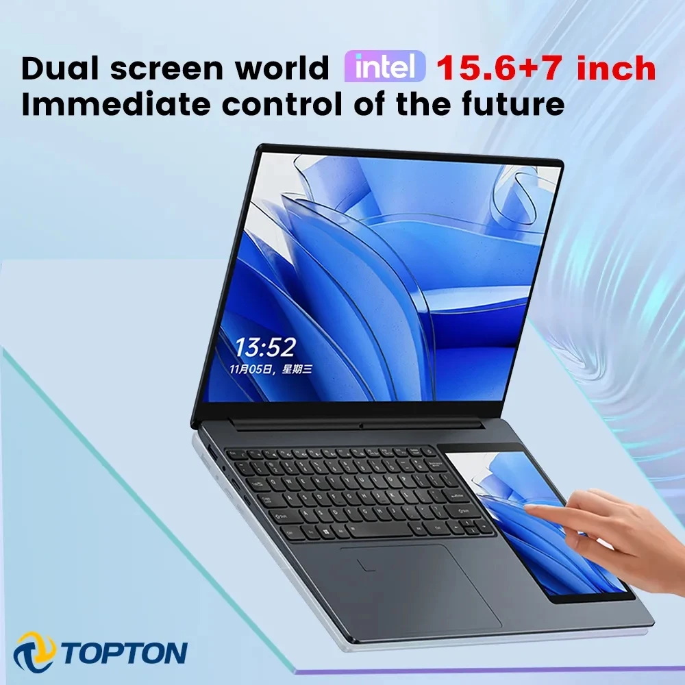 Topton L10 Dual Screen Laptop 15.6 Inch IPS 7in Touch 12th Gen Intel N100 Max 32G DDR4 2T SSD $283.33