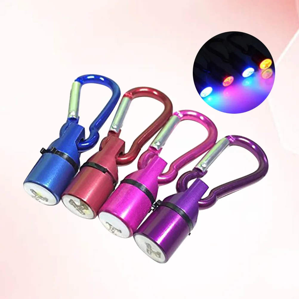 4Pc Portable Aluminum Pet Dog Cat Puppy LED Flashing Blinker Light Safety Collar Tag (Red+Blue+Purple+Pink)