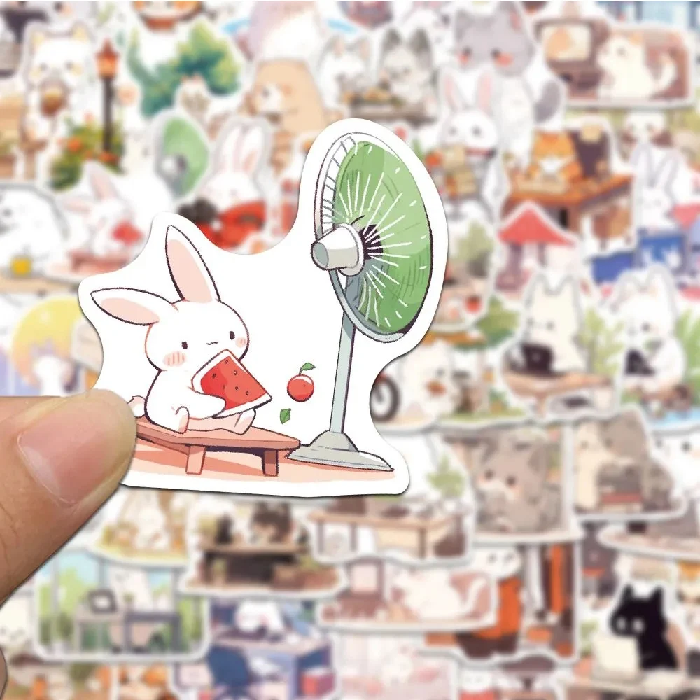

10/30/50pcs Animal Kawaii Cat Anime Stickers Creative Cartoon Sticker Suitcase Scrapbooking Guitar Rabbit Decals Fun for Kids