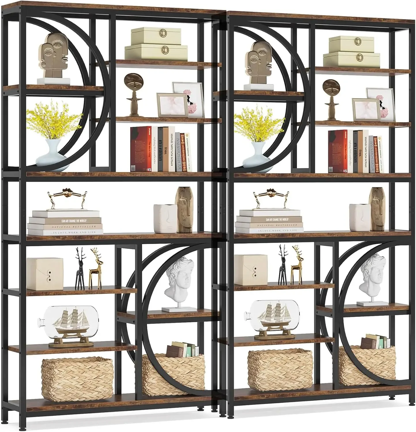 8-Tier Etagere Bookcases, 77-Inch Tall Book Shelf Open Display Shelves