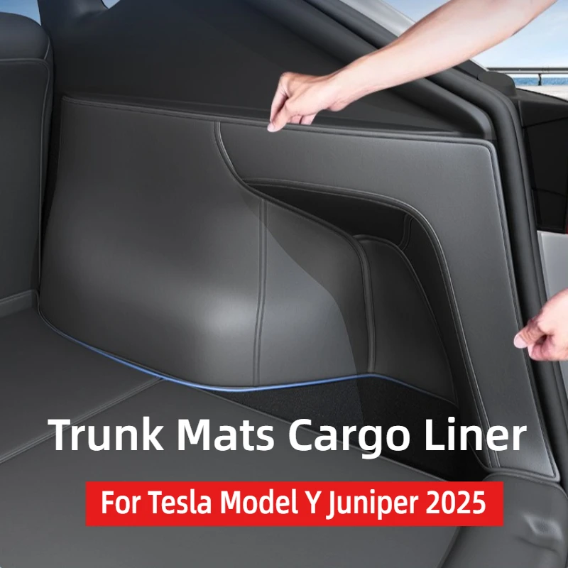 

For Tesla Model Y Juniper 2025 Trunk Mats Cargo Liner Microfiber Leather Rear Trunk Both Sides Protective Pads Car Accessories