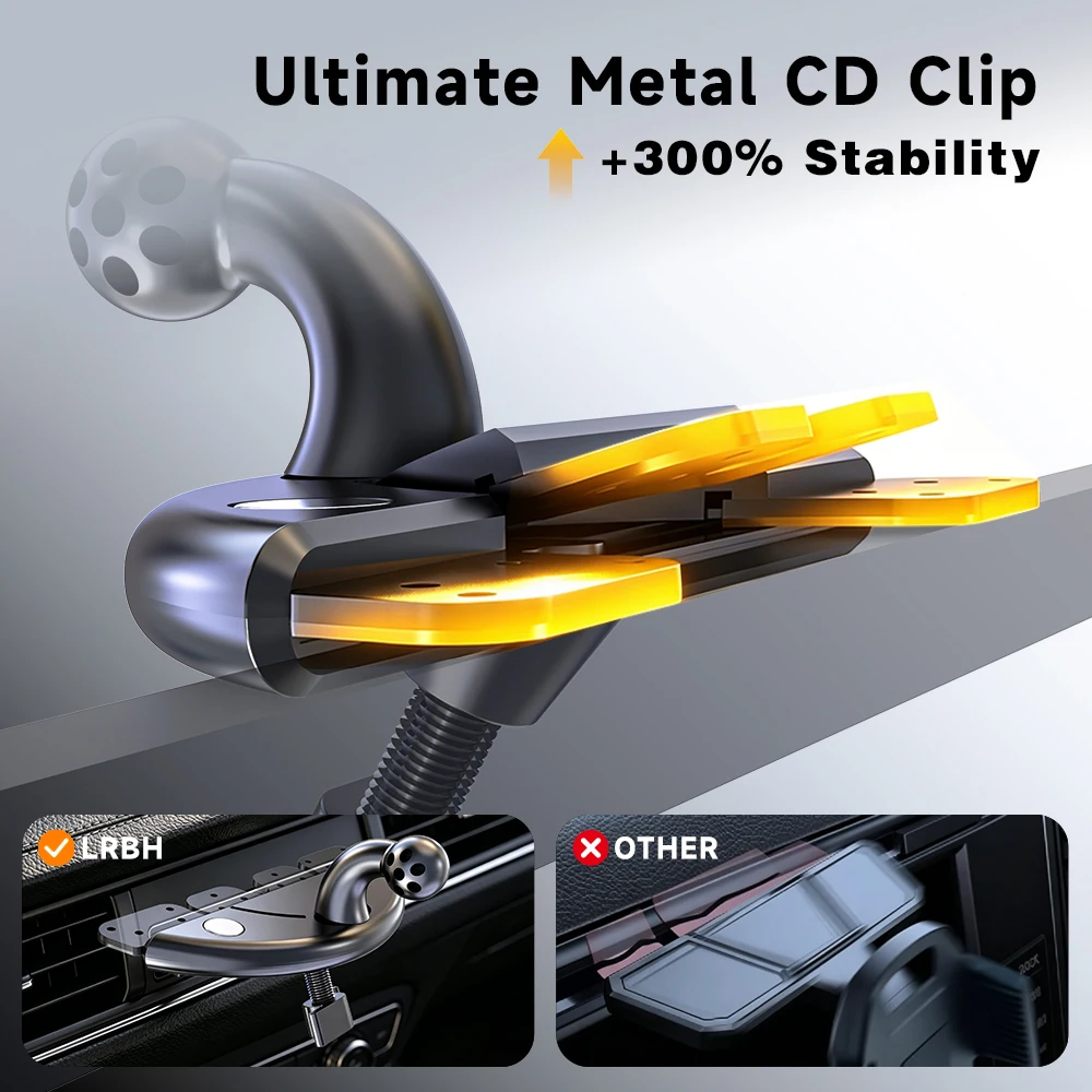 LRBH CD-Slot-Autohalterung für Smartphones – 360° verstellbar ° Drehbares Design mit verlängertem Metallarm und universeller Clip-Basis – Detail 11