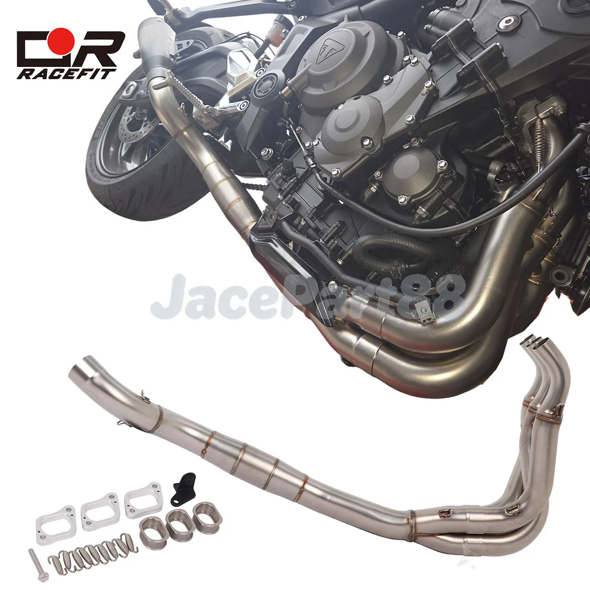 

For Trident 660 Tiger 660 2021-2024 2025 Motorcycle Exhaust Front Header Link Pipe Slip On 51MM Muffler
