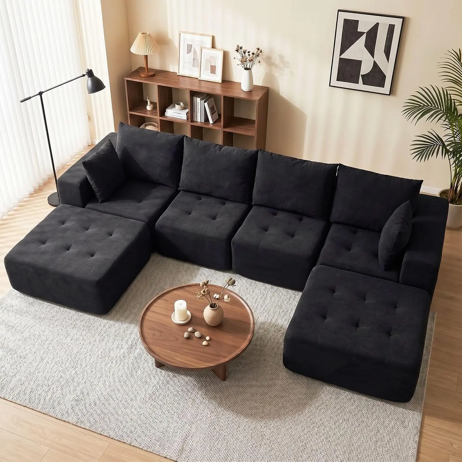 Modular Sectional Boneless Couch, Chenille Tufted Sectional Couches for Living Room, No Assembly Cloud Sofa, Customized