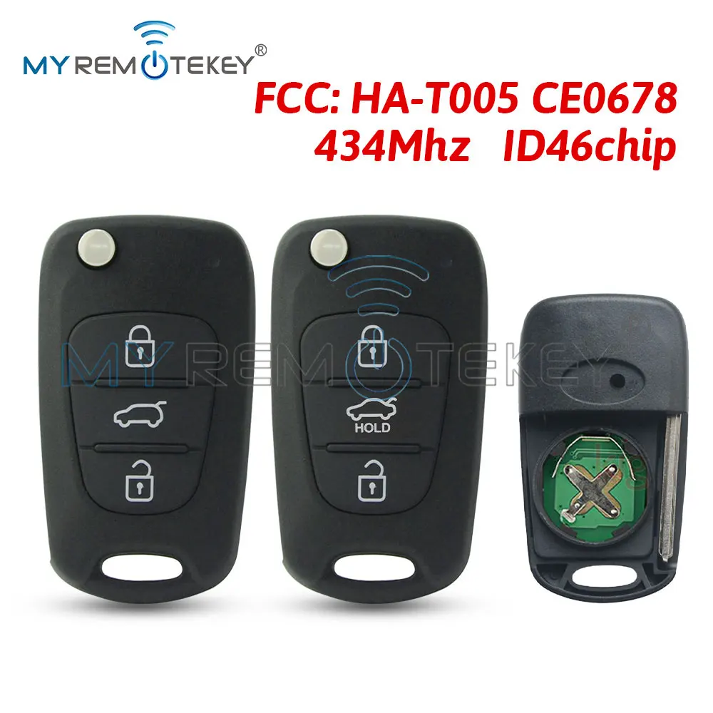 MYREMOTEKEY PN 95430-2P510 Flip Remote Key 434Mhz ID46 Chip for Hyundai I20 I30 Kia Sorento 2009-2012 FCC HA-T005 CE0678