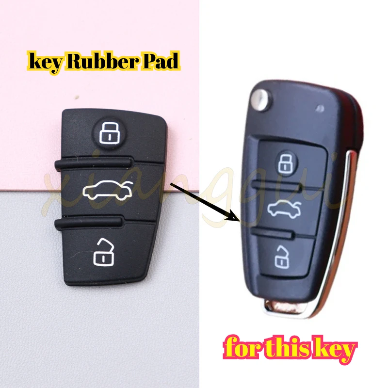 

for Audi A3 A4 A5 A6 A8 Q5 Q7 TT S LINE RS Car Remote Key Case Cover 3 Buttons Replacement Rubber Pad Key Shell Fob