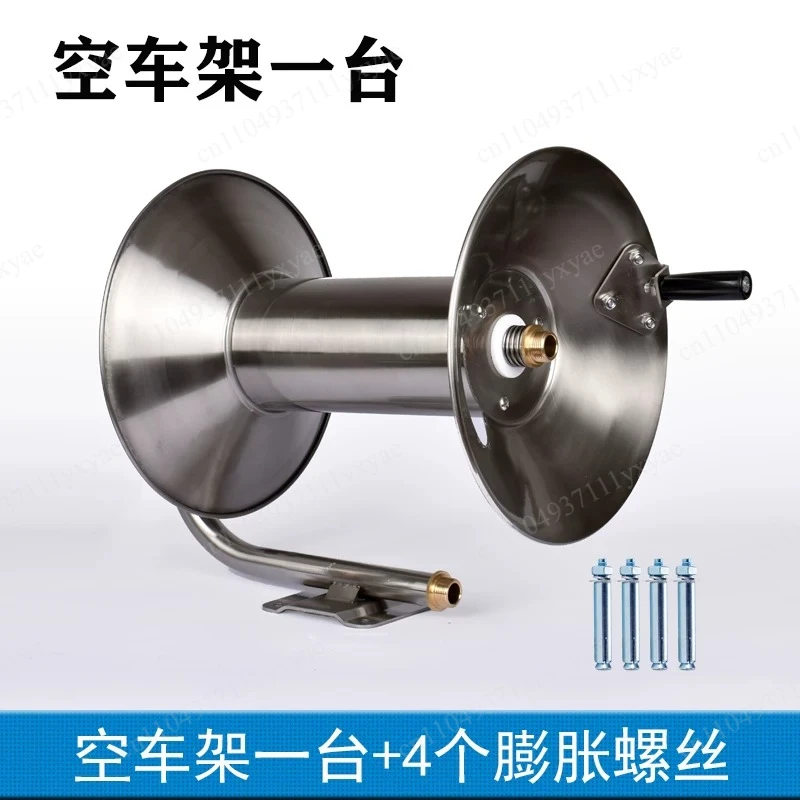 Stainless Steel Garden Reel Heavy Duty Wall Mounted Metal Water Hose Reel 130 Feet 1/2 inch Hose Capacity Hose Trolley
