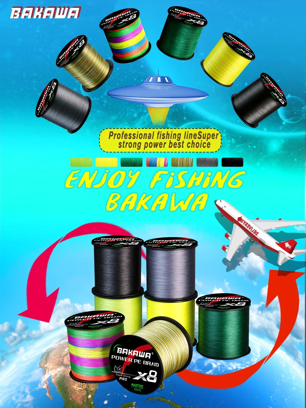BAKAWA X8 300M PE Geflochtene Angelschnur 8 Stränge Starke Glatte Geflechtschnur Schnell Sinkend Salzwasser Süßwasser Karpfen Bass Angelausrüstung – Detail 9