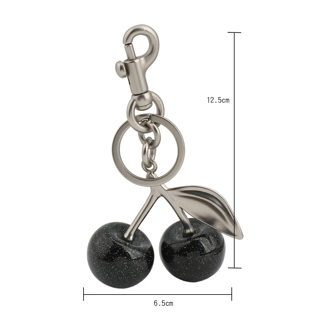 Porte-clés de voiture noir pour hommes et femmes, breloques de sac de voyage, pendentif cerises d'été, accessoires de porte-clés, cadeaux de bijoux, aucun