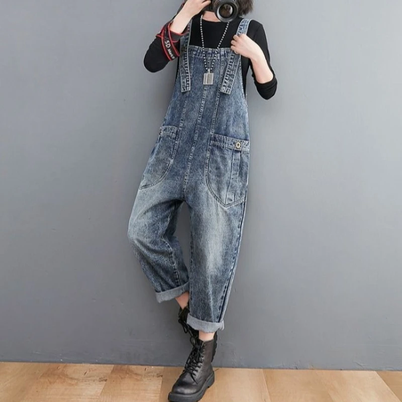Women's 2026 New Arrival High Waist Slimming Loose Fit Overalls Retro Stylish Artistic Jumpsuit