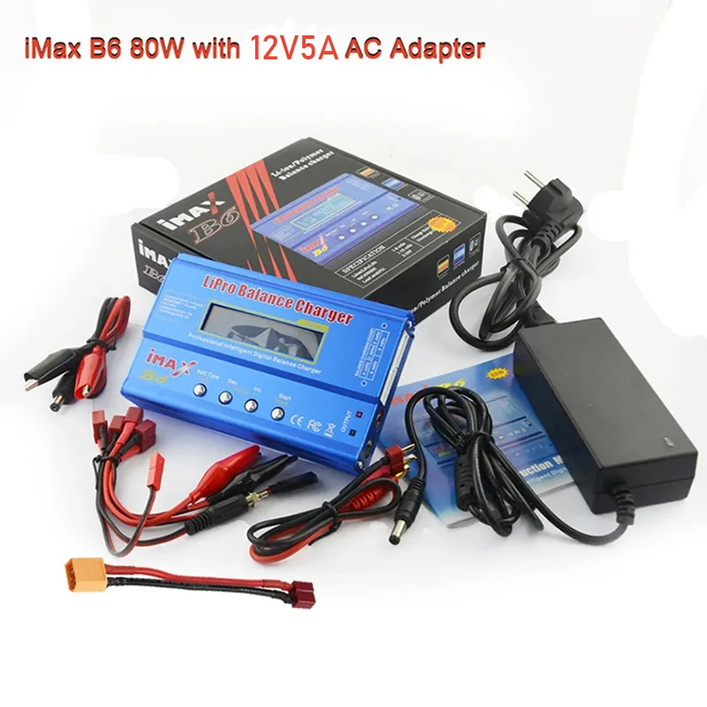 IMAX B6 Balance Charger Discharger For RC Helicopter Re-peak NIMH/NICD LCD Battery Charger with 12v 5A Power Adapter