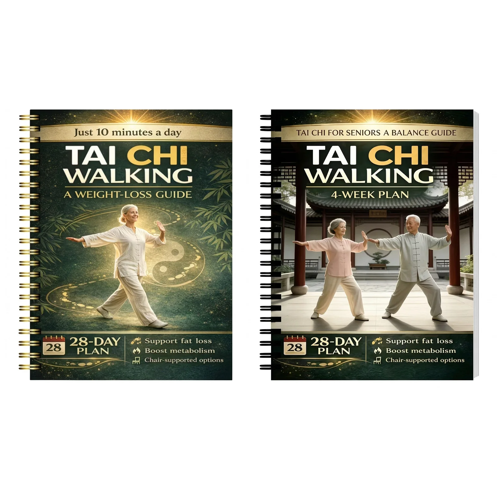 28 Day Tai Chi Diary Book for Elderly Exercise Large Print with Illustrated Guide and Progress Tracker 10 Minutes Daily