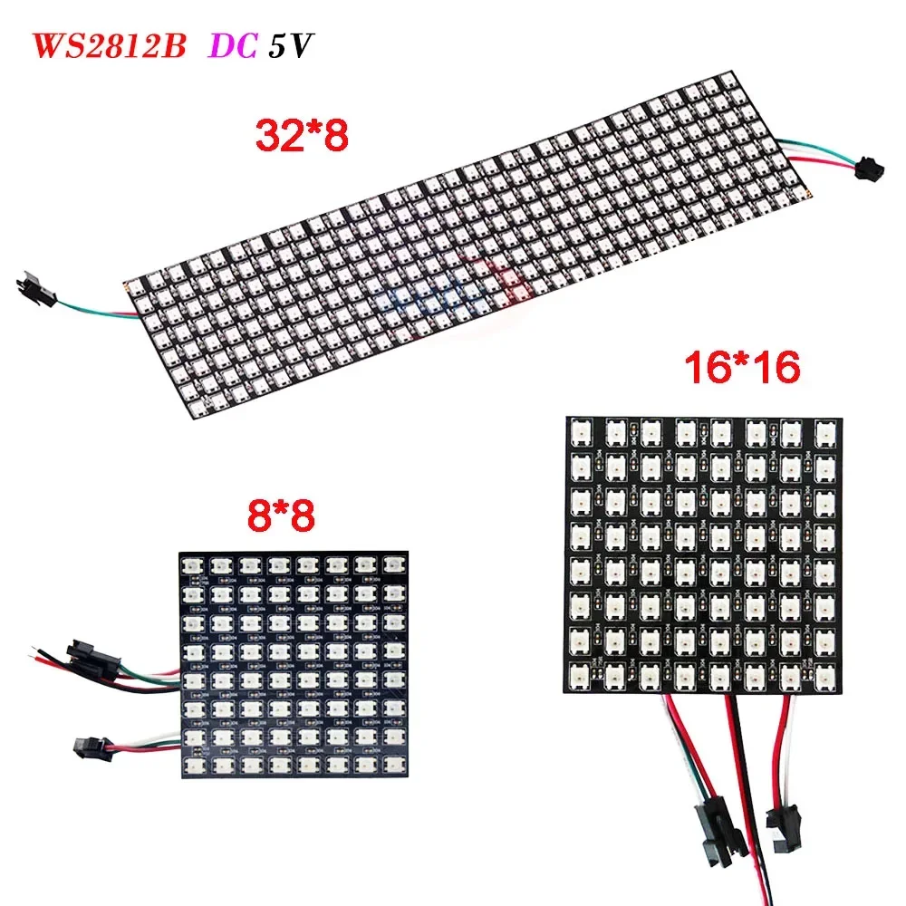 Imagem -02 - Rgb Flexível 16x16 8x32 256leds Pixel Painel Matriz Tela 12v Ws2815 Módulo Led Ws2812 Luz Endereçável Individualmente 5v Ws2812b