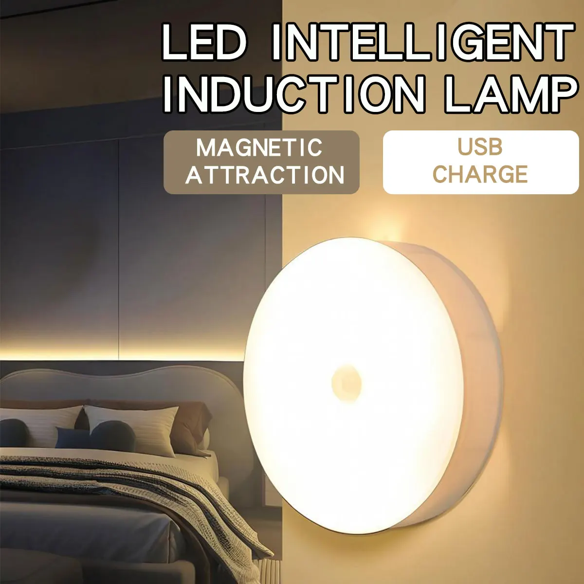 LED Night Light Smart Human Body Sensor with Digital Sensor Head Magnetic Suction Wireless-Use Eye Protect Night Lamp