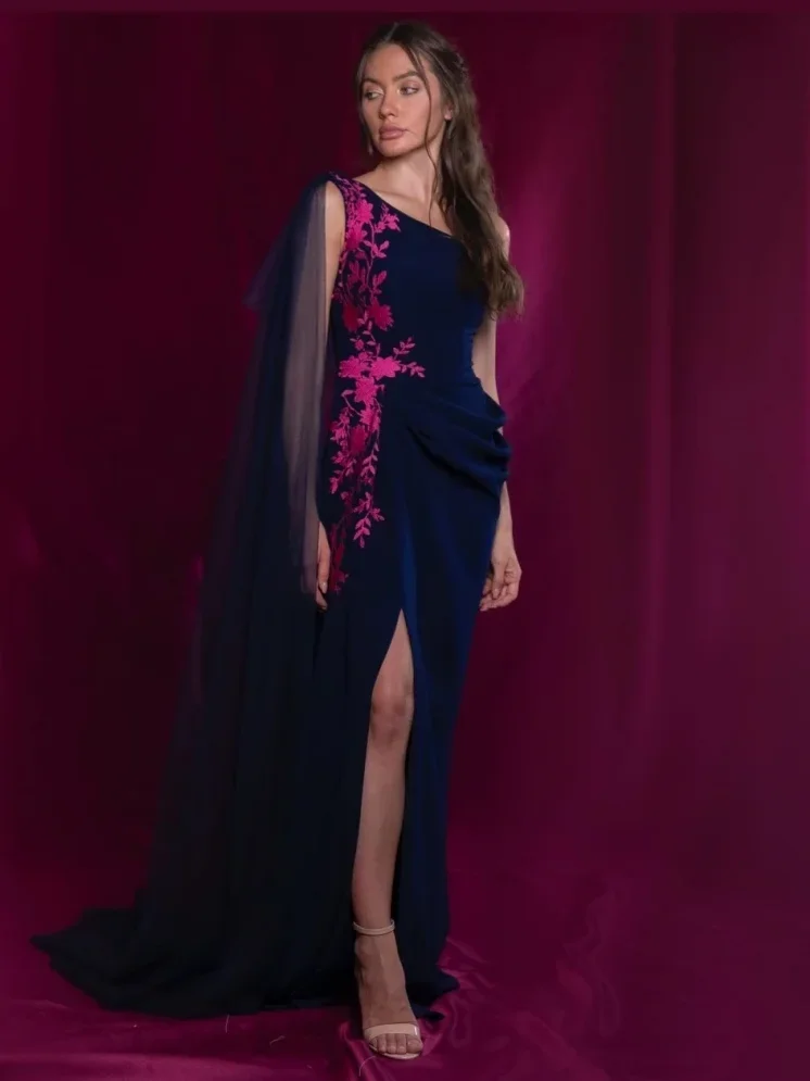 

Oisslec Dress Elegant Vintage Sweet Blue Applique Red One Shoulder Customize Formal Occasion Prom Dress Evening Party Gowns