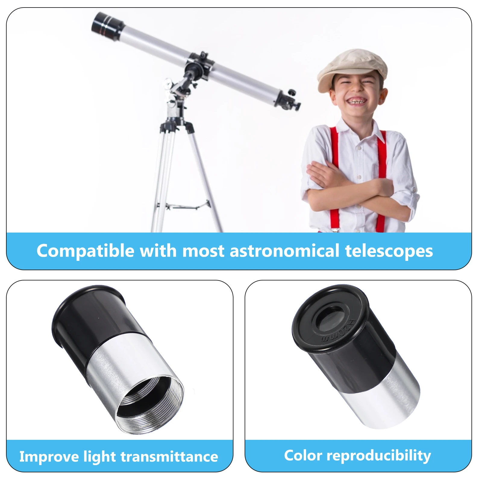 

Telescope Eyepiece Beginners ABS H20mm Glass Multi-Coated 0.965 Inch Multi-layer