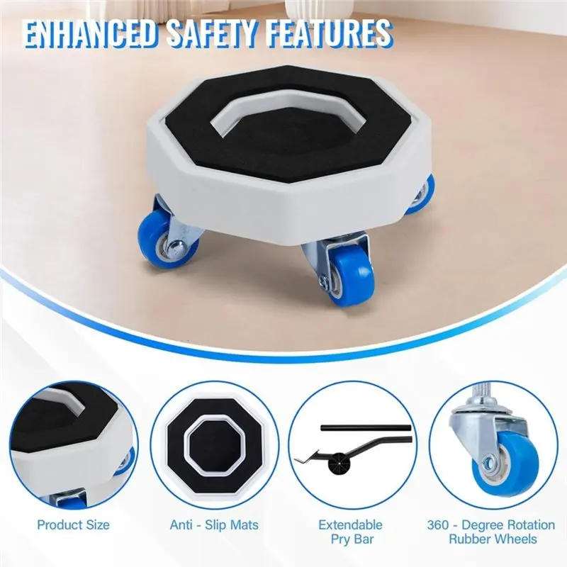 B-Est Mobile Load-Bearing Bracket For Furniture, Moving Kit With 4 Casters Heavy Duty For Washing Machine Large Appliance