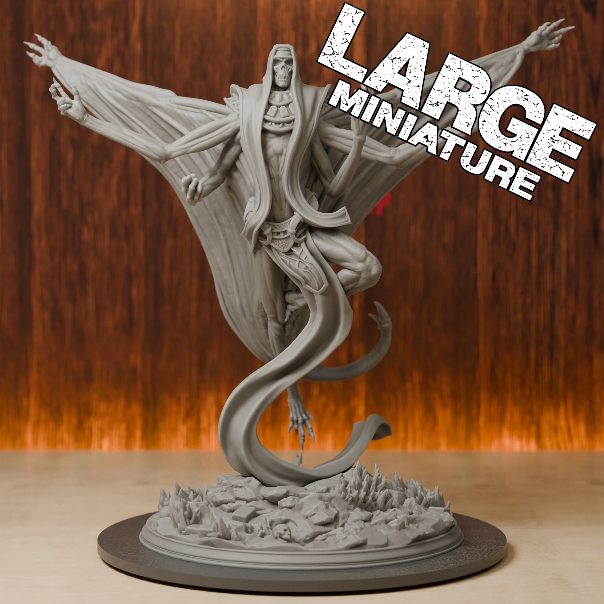 Ancient Undead Monstrosity Lich Boss  | Large Miniatures | 28mm-38mm | Resin 3D Printed DND Pathfinder Mini | Unpainted Grey