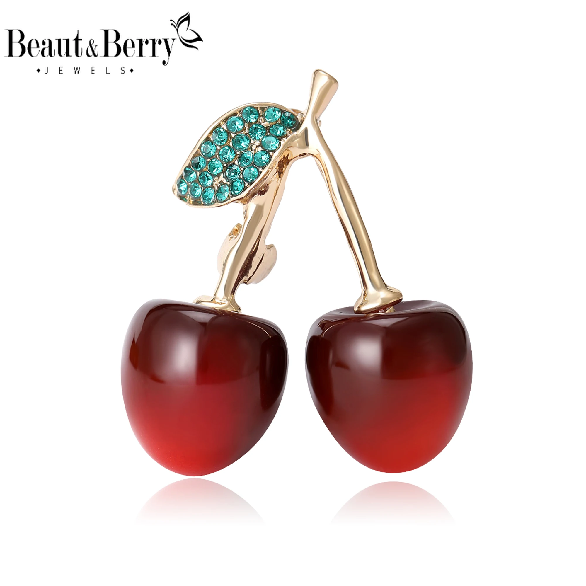 Beaut&Berry Classic Enamel Cherry Brooches for Women Fruit Pins Friends Party Gift Jewellery Accessories