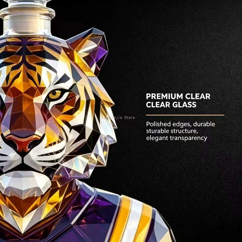 Hand‑Crafted Tiger Shape Glass Whiskey Decanter Decorative Liquor Bottle Home Bar Tabletop Display Gift