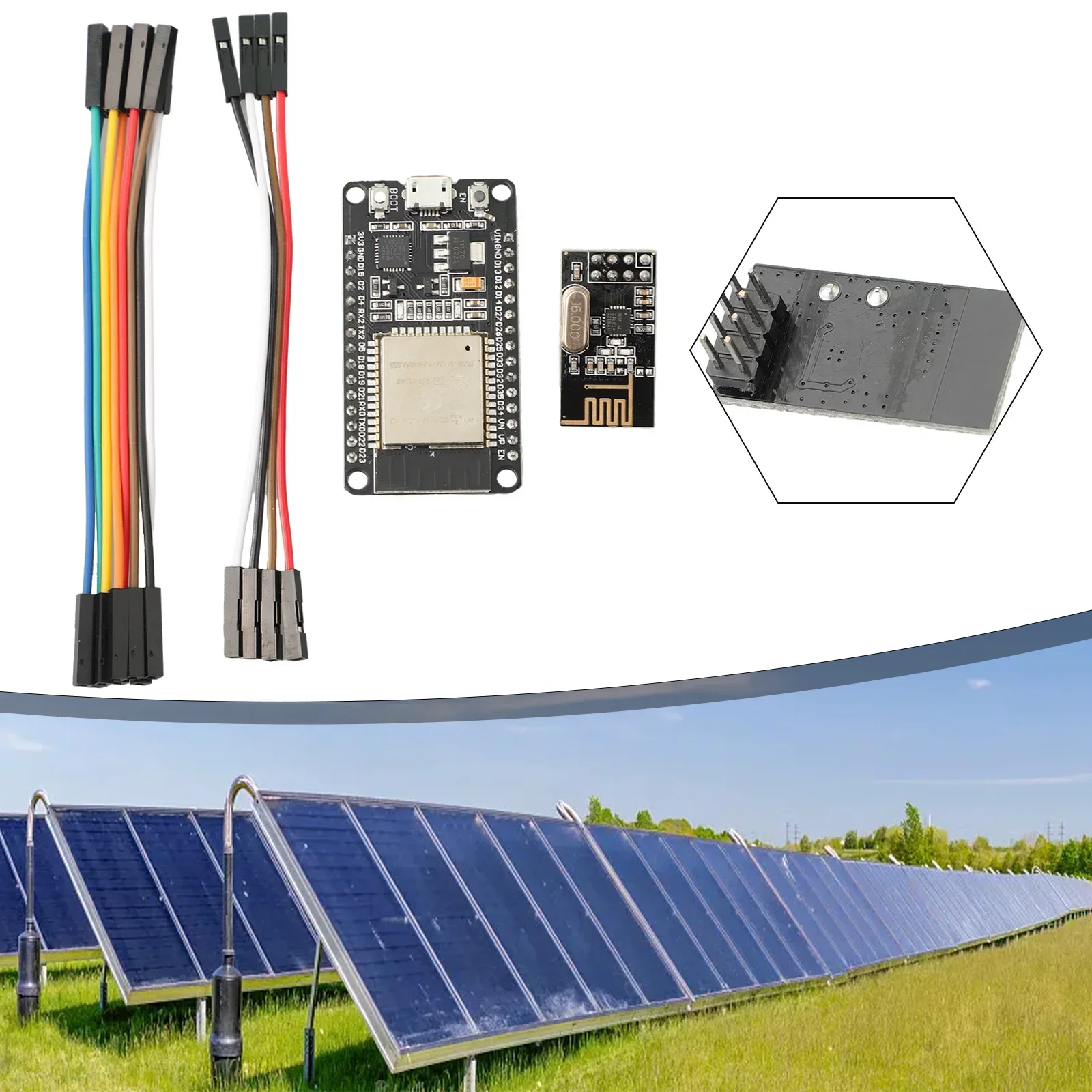 ESP32 + NRF24L01 + كابل DTU لمجموعة Hoymiles DIY مراقبة جهد مكونات عالية الأداء توافق واسع