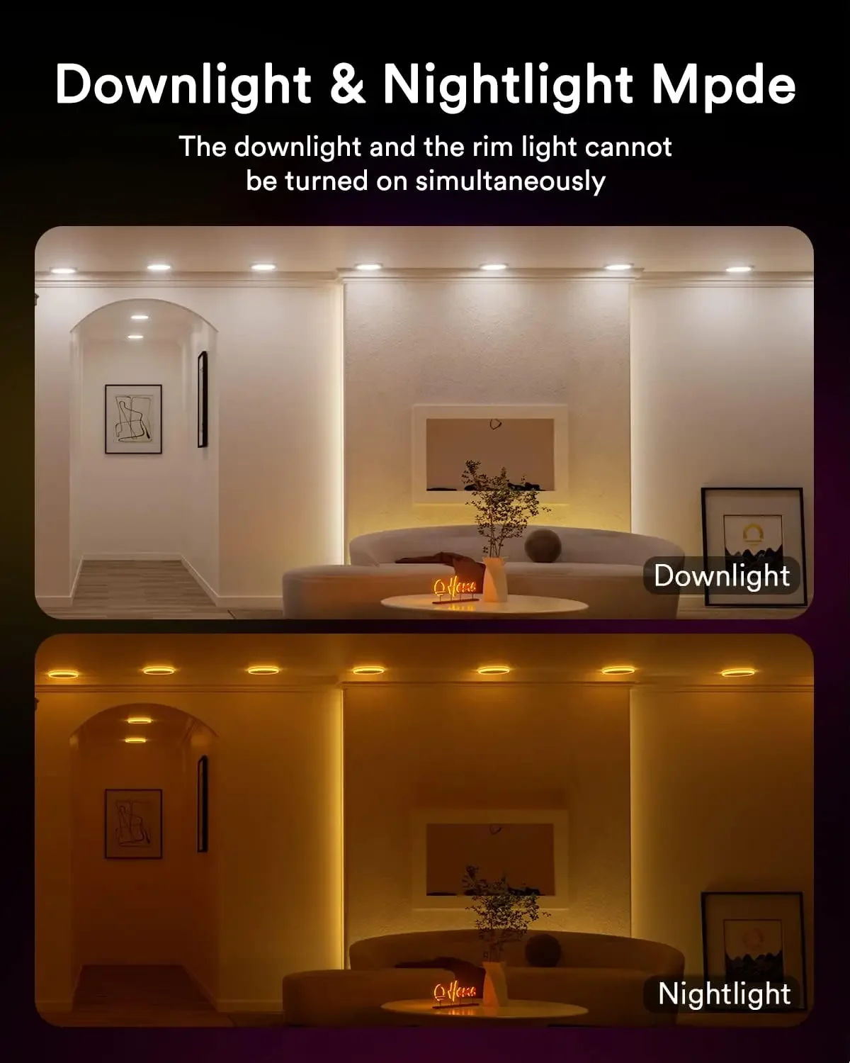 -Smart Recessed Light with Gradient Accent Light, 8 ", 18W, 1400lm, Wi-Fi, LED Lights, Smar