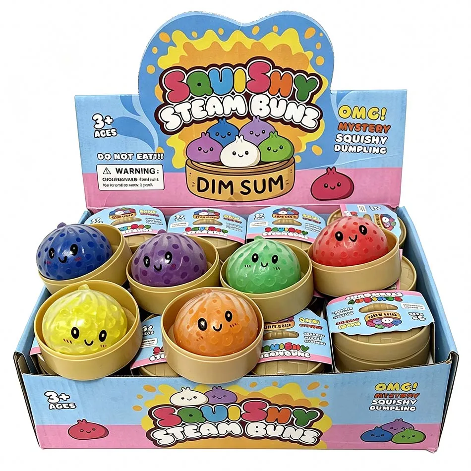 Dumpling Squishy Translucent Colorful Dot With Mini Steamer Squeeze Ball Stress Relief Decompression Fidget Office Desk Decor